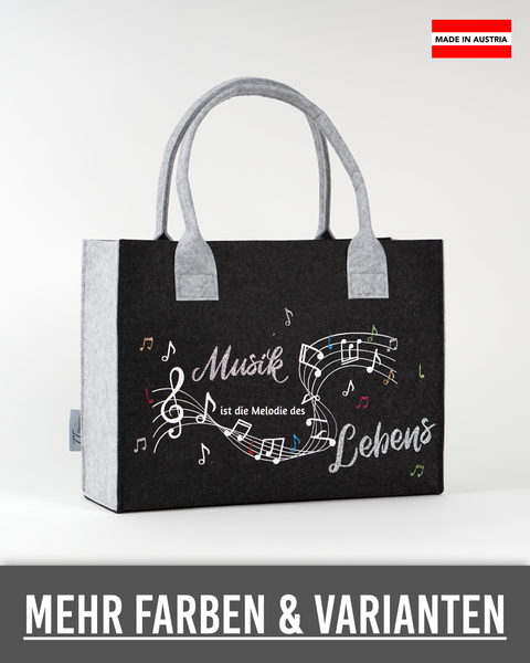 Filztasche "Musik ist die Melodie des Lebens" – Größen S/M/L