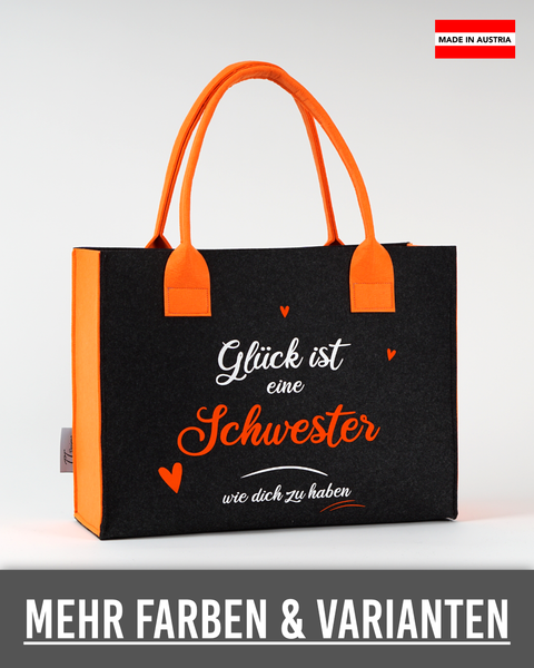 Filztasche "Glück ist eine Schwester wie dich zu haben" – Größen S/M/L