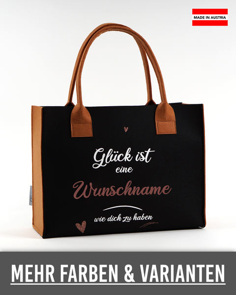 Filztasche "Glück ist eine [Wunschname] wie dich zu haben" – Größen S/M/L