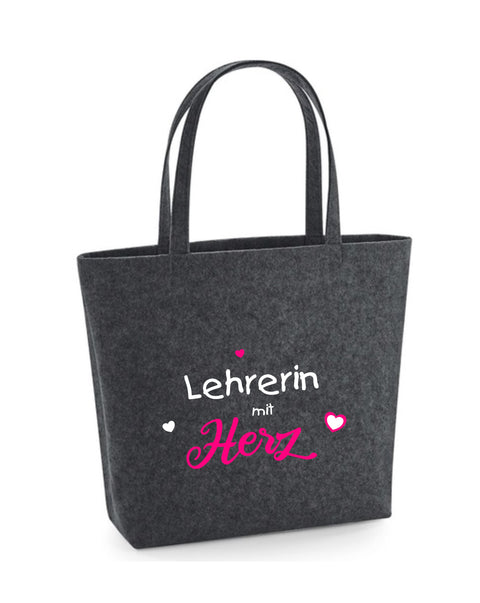 Filz Tasche Easy Bag L18 Lehrerin mit Herz