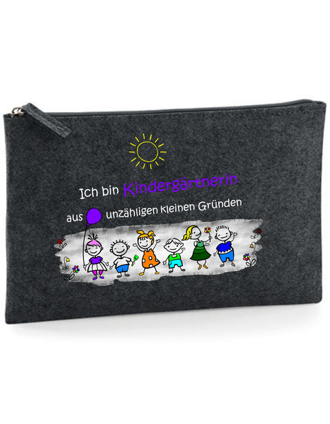 Filz Täschchen Easy Basic L05 Ich bin Kindergärtnerin aus unzähligen kleinen Gründen