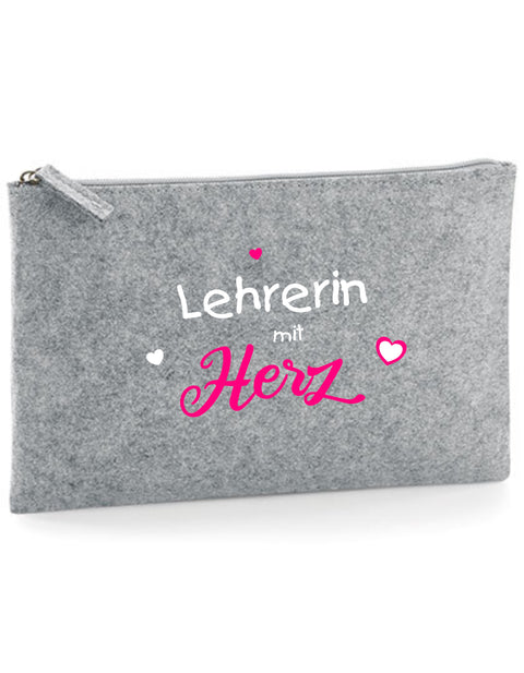 Filz Täschchen Easy Basic L18 Lehrerin mit Herz