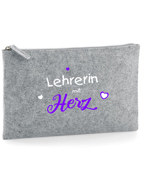 Filz Täschchen Easy Basic L18 Lehrerin mit Herz