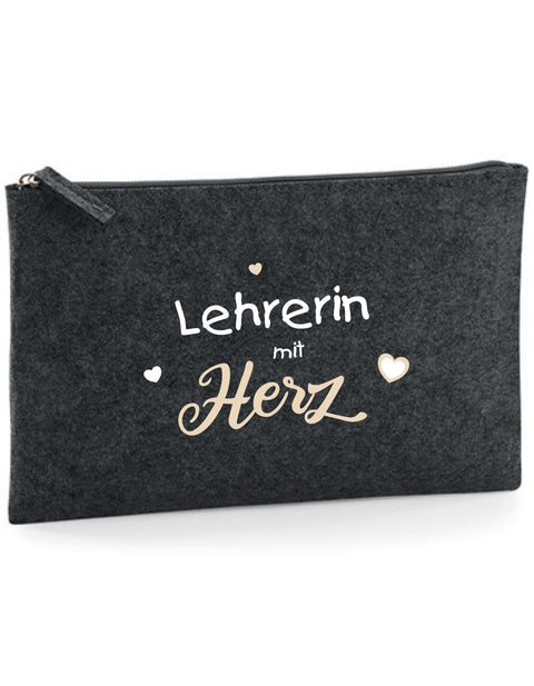 Filz Täschchen Easy Basic L18 Lehrerin mit Herz