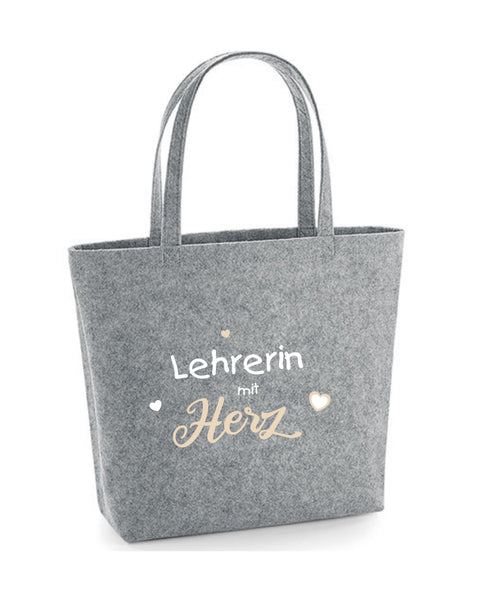 Filz Tasche Easy Bag L18 Lehrerin mit Herz