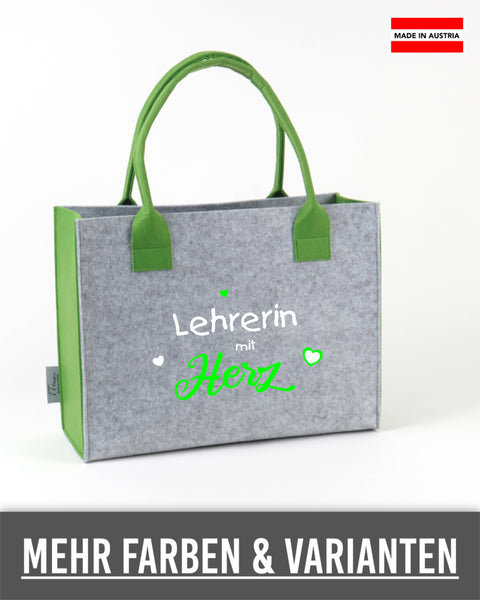 Filz Tasche L18 Lehrerin mit Herz