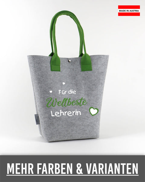 Filz Tasche Shopper L14 Für die Weltbeste Lehrerin