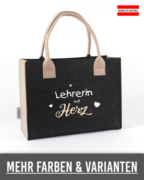 Filz Tasche L18 Lehrerin mit Herz