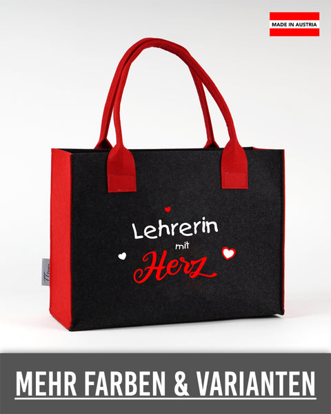 Filz Tasche L18 Lehrerin mit Herz