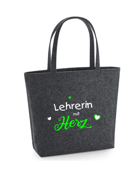 Filz Tasche Easy Bag L18 Lehrerin mit Herz