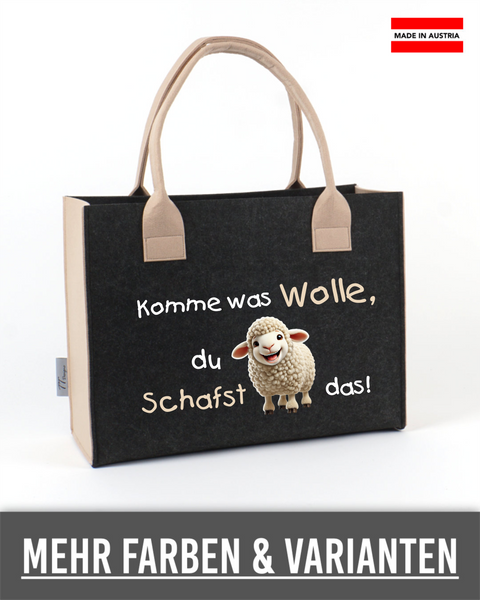 Filztasche "Komme was Wolle NEW Model" – Größen S/M/L